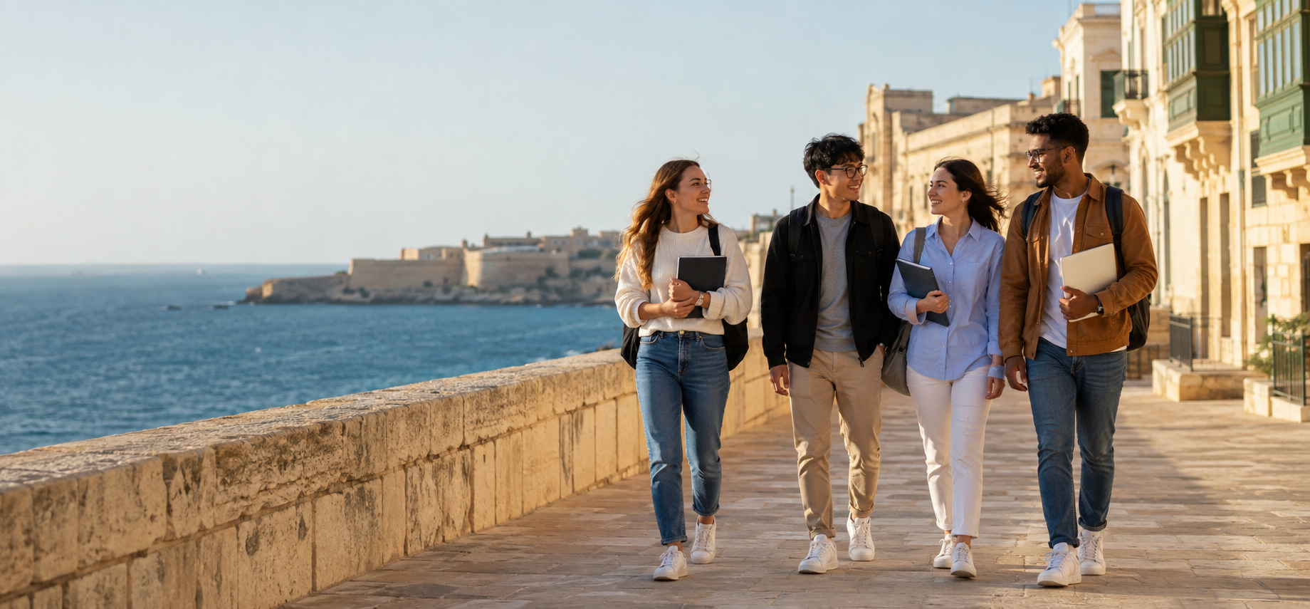 International students enjoying their study experience in Malta